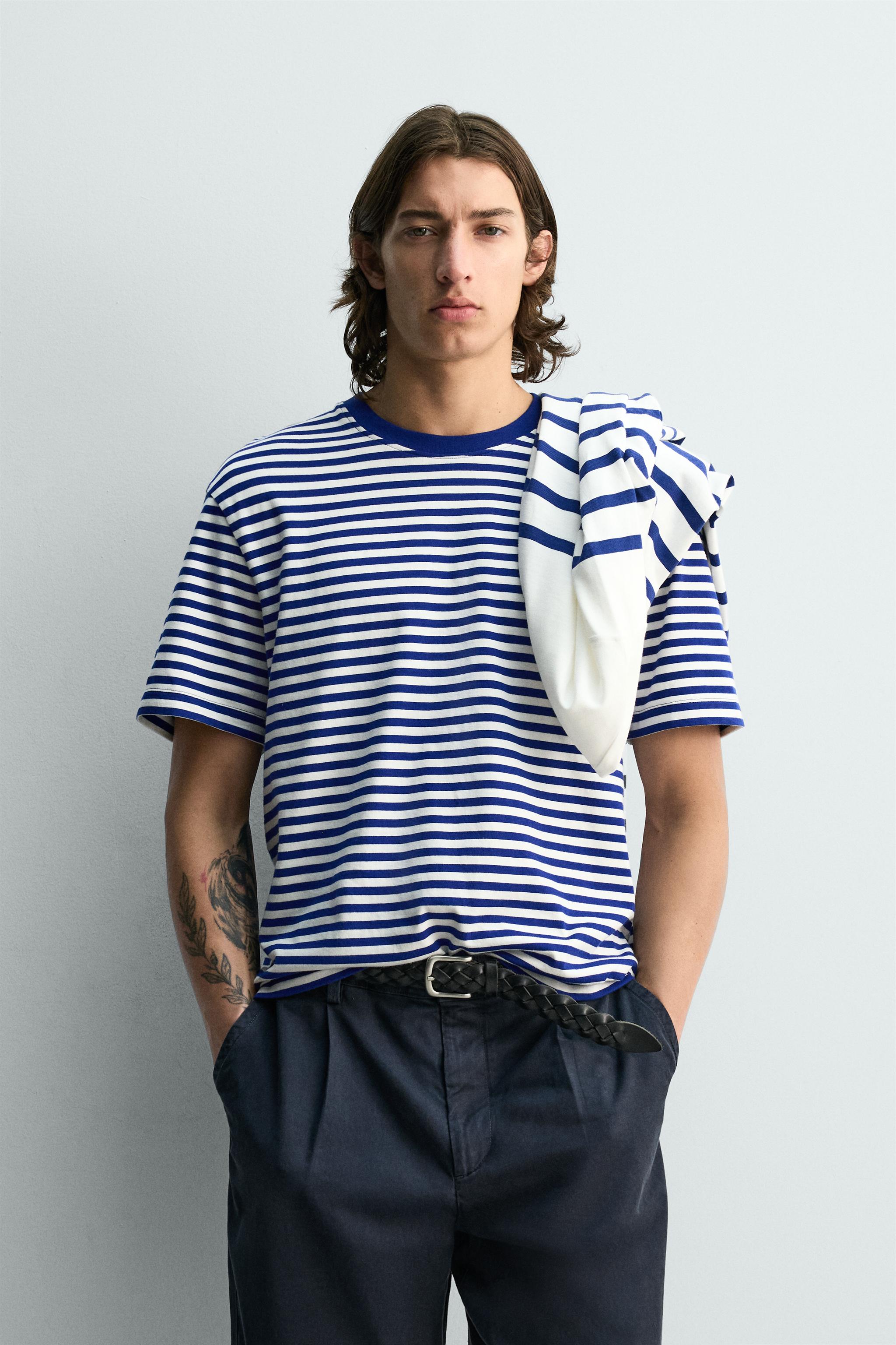 REGULAR FIT STRIPED JACQUARD T-SHIRT